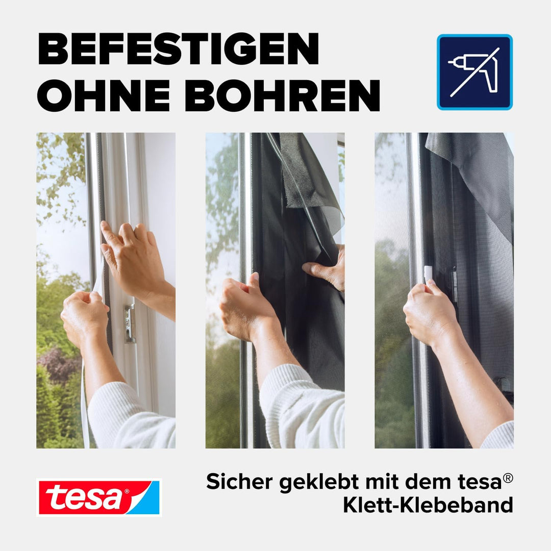 tesa Pollenschutzgitter im 2er Pack- zuschneidbarer, transparenter Pollenschutz für Allergiker - für