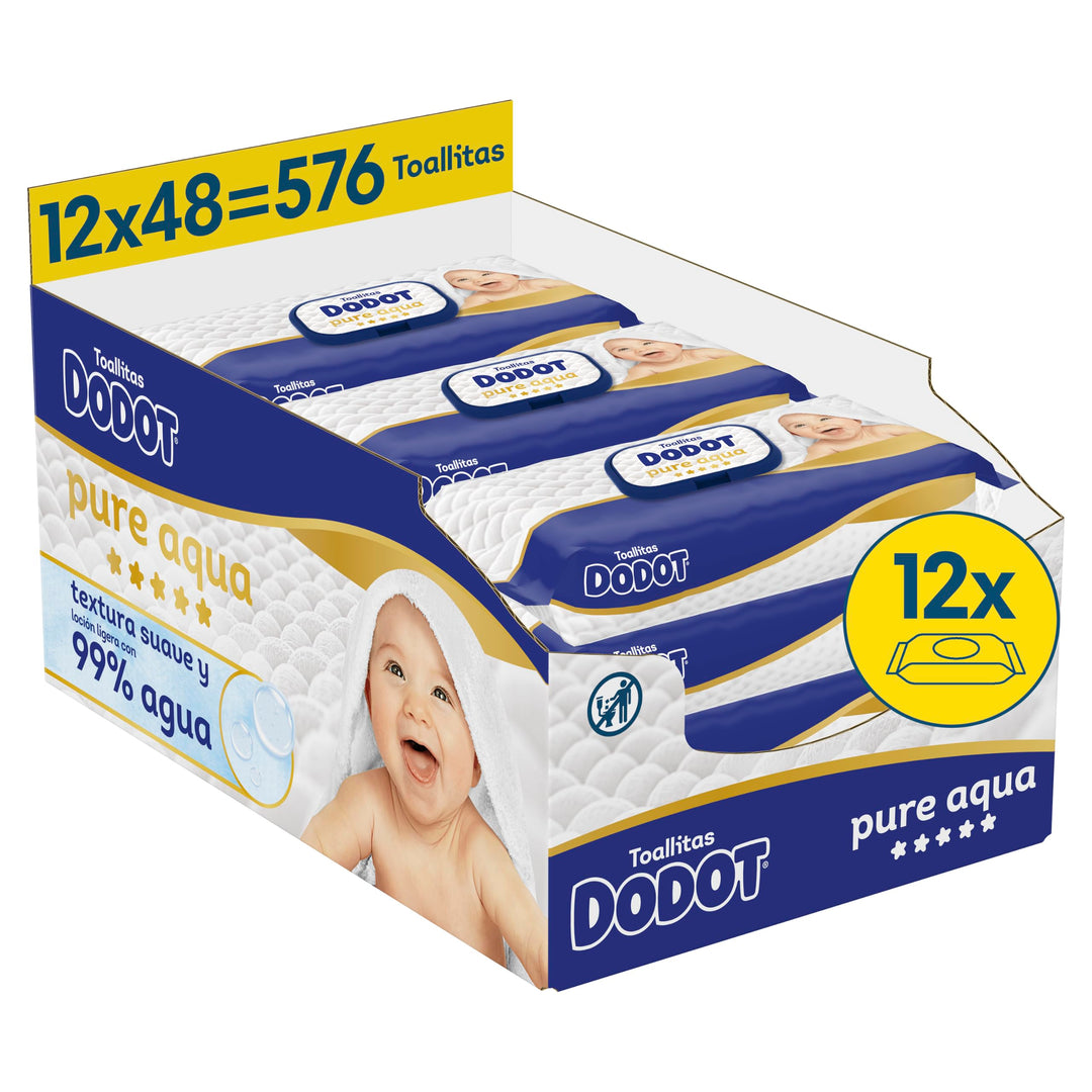 Dodot Pure Aqua Babytücher, 672 Tücher (14 Packungen x 48 Stück)