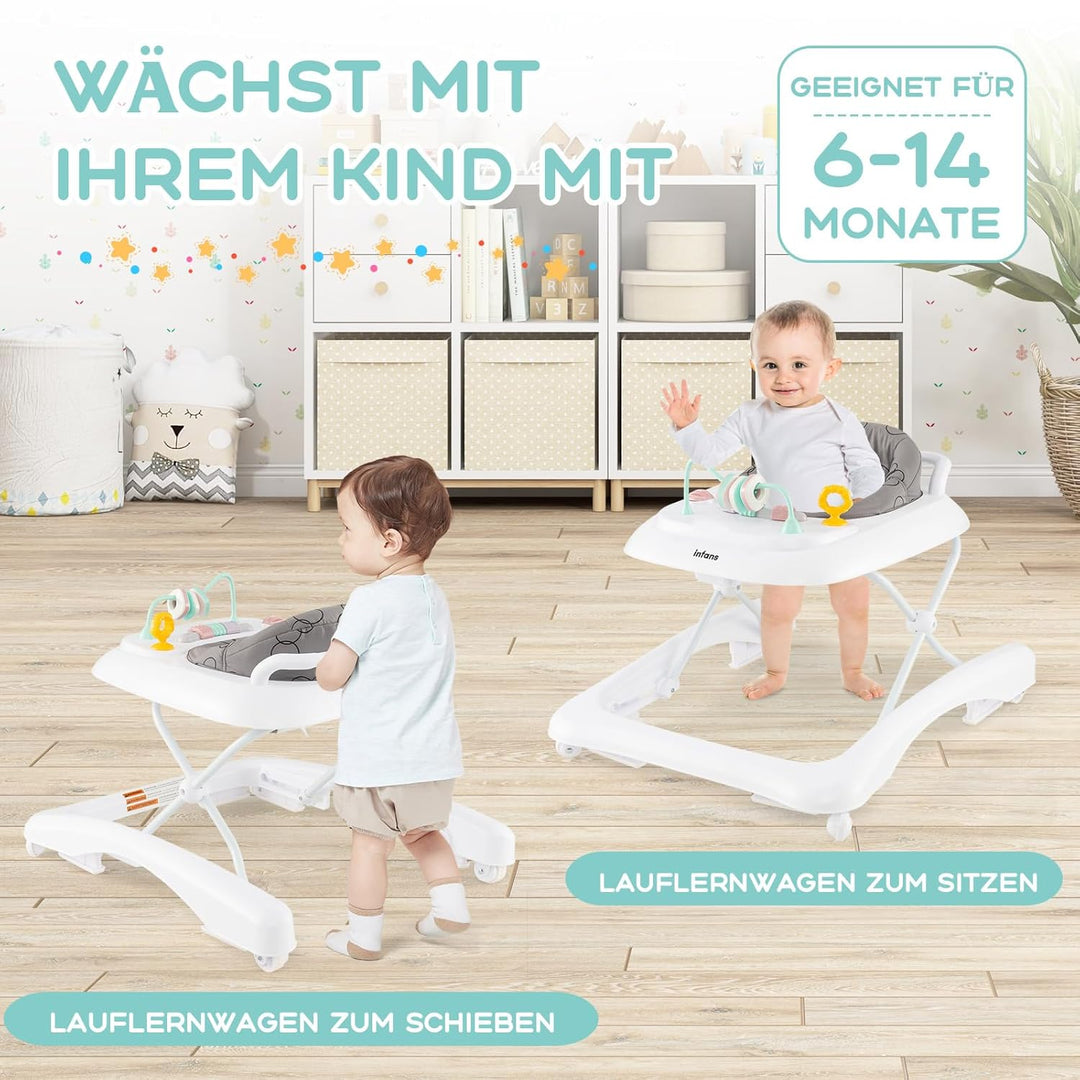 GOPLUS Baby Walker, 2 in 1 Lauflernhilfe & Schiebewagen mit Rädern, Überrollschutz, Verstellbaren Hö
