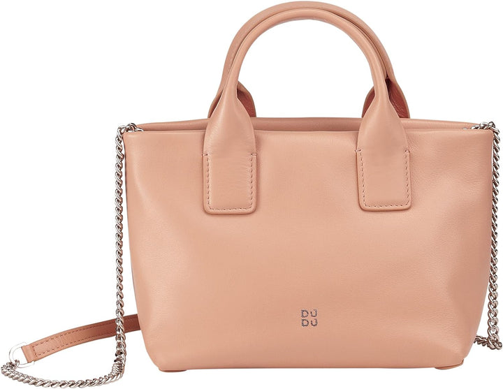 DUDU Kleine Damen-Umhängetasche aus echtem Leder, Elegante Mini-Abendtasche, 22 x 13 cm, doppelte Gr