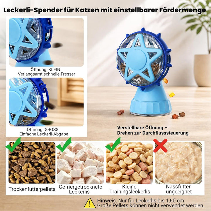 Riesenrad Katzenspielzeug interaktiv mit Saugnapf &amp; Angel, Blau, Blau