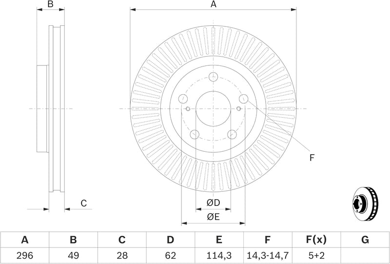 Bosch BD1598 Bremsscheiben - Vorderachse - ECE-R90 Zertifizierung - zwei Bremsscheiben pro Set