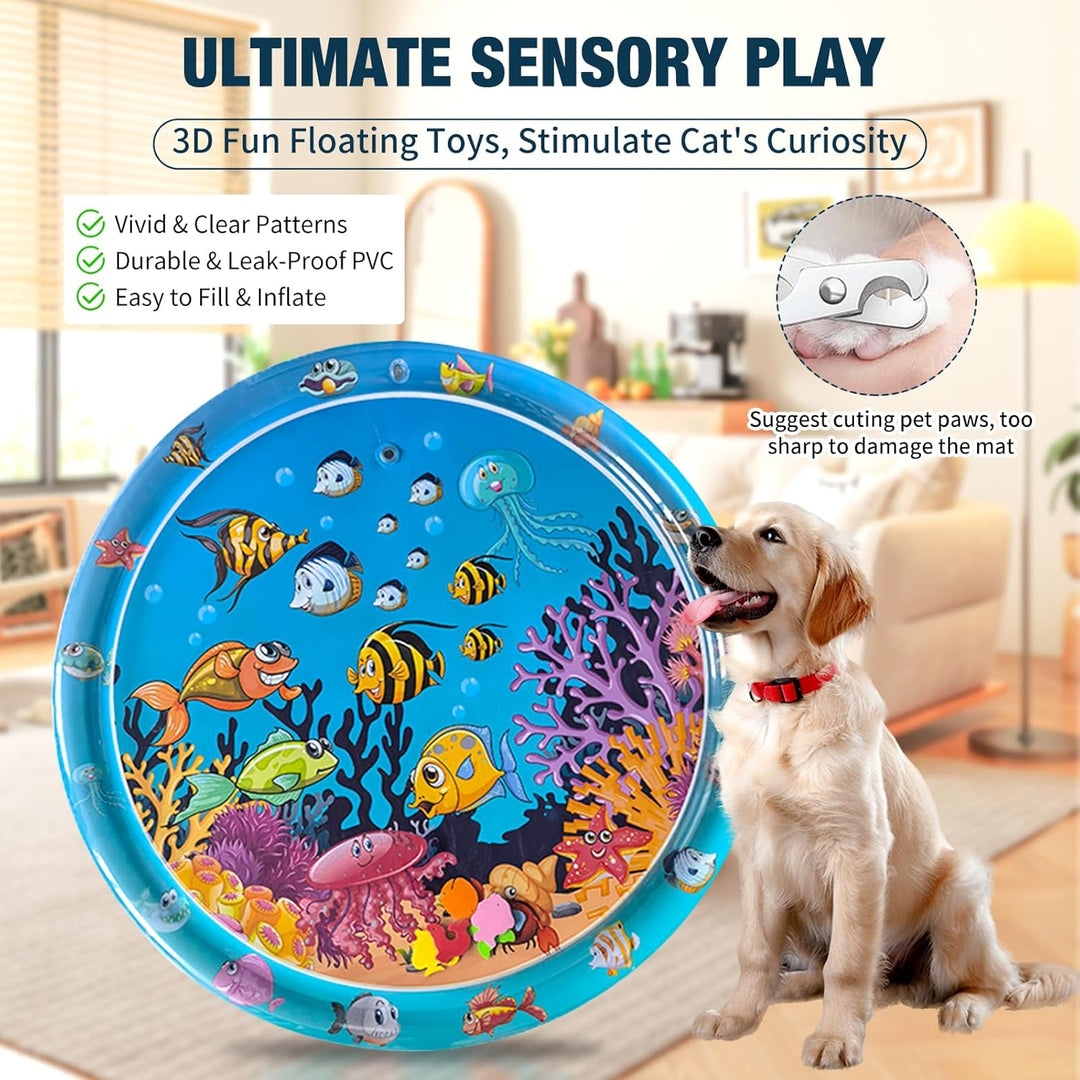 Water Sensory Playmat Cats,Inflatable Cooling Mat for Cats,Sensory Water Playmat Katzen Hund,Verdick