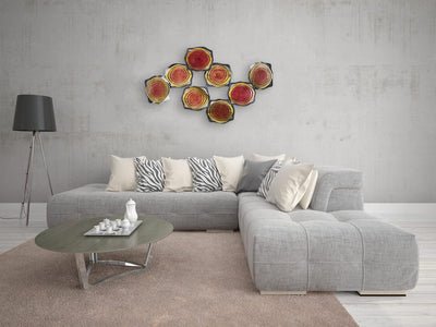 KunstLoft Wanddeko Metall | 100% HANDGEFERTIGT | 124x69x8cm | Wandbild Metall 'Lily Pads' | Abstrakt