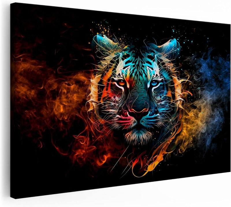 Tiger Bild Feuer und Eis | Bild Tiger Modern | Pop Art Bilder | Tigerbilder Modern | Moderne Bilder