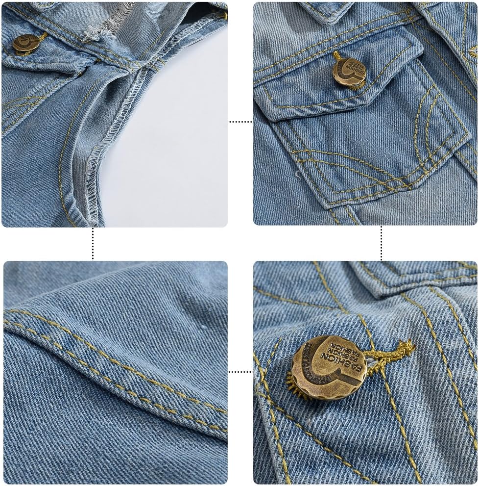 YOUTHUP Weste Herren Denim Weste Casual Zerrissen Jeansweste Outdoor Vintage Freizeitweste Ärmellose