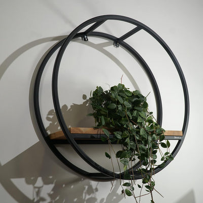 FLEXISTYLE Metall Wandregal 60 cm XXL, Schwarz, Europäische Oval geometrische Linie Design Wand Eich