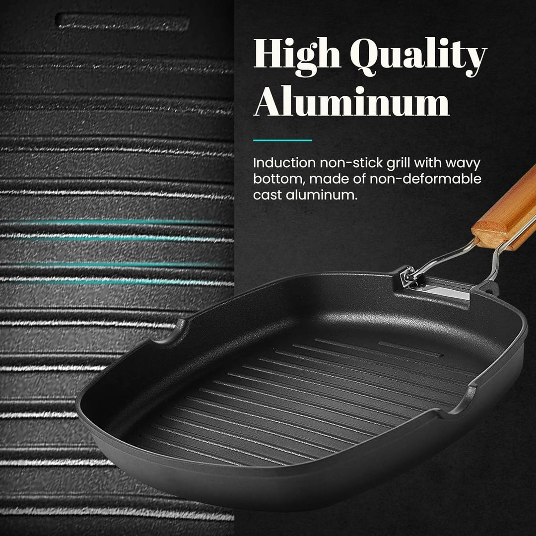 WECOOK! Ecostone - Aluminium Non Stick Grill Pan - Ribbed 20 x 20 cm, 20 x 20 cm