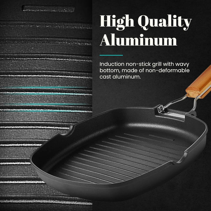 WECOOK! Ecostone - Aluminium Non Stick Grill Pan - Ribbed 20 x 20 cm, 20 x 20 cm