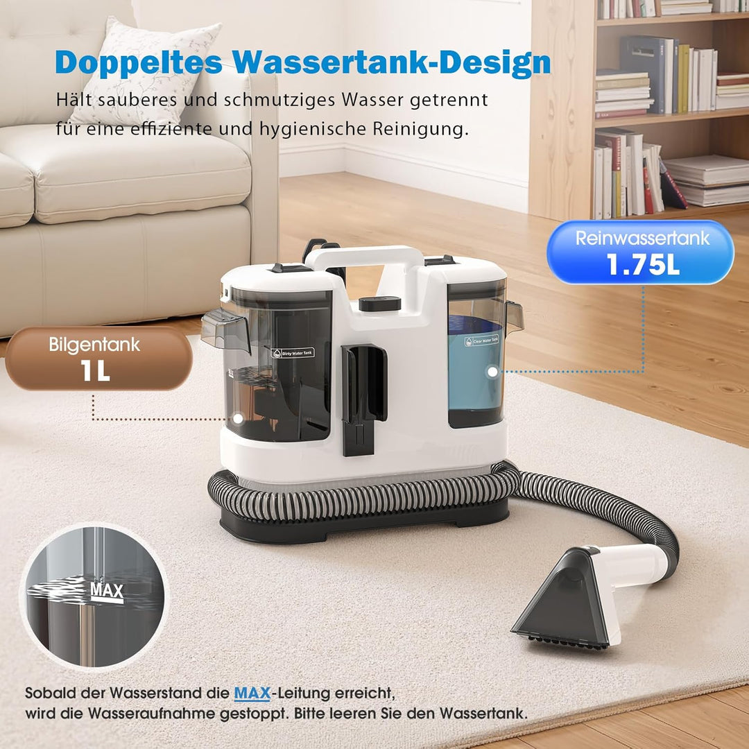 Tragbarer Polsterreiniger & Fleckenreiniger – 3-in-1 Spot Cleaner mit Sprüh-, Bürsten- und Saugfunkt
