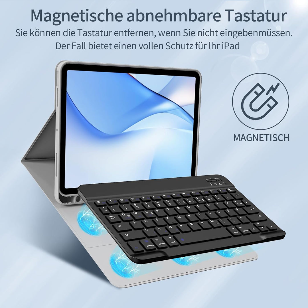 Hülle mit Tastatur für iPad Air 11 Zoll M3/M2, iPad Air 7 6 5 4 (2025/2024/2022/2020) 10,9 Zoll, Sof