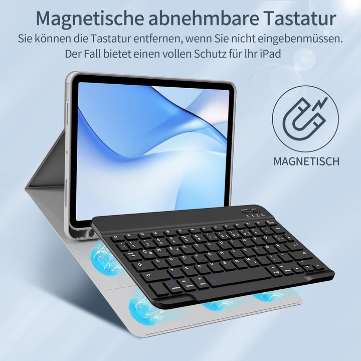 Hülle mit Tastatur für iPad Air 11 Zoll M3/M2, iPad Air 7 6 5 4 (2025/2024/2022/2020) 10,9 Zoll, Sof