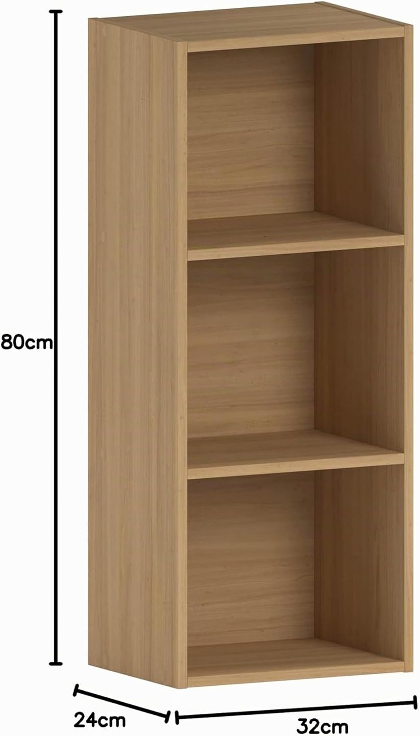 Vida Designs Oxford Bücherregal mit 3 Ebenen, würfelförmig, Eiche, Holz-Regaleinheit für Büro, Wohnz