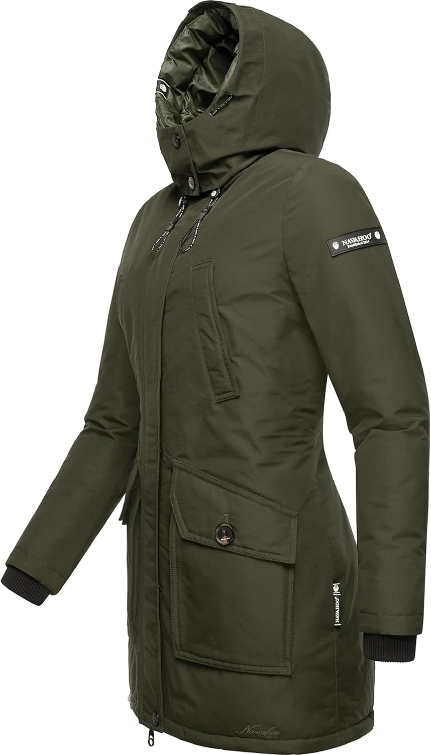 Navahoo Damen Warmer Winter Kurzmantel Blizzardstorm XS-3XL XS Olive, XS Olive
