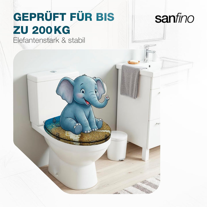 Premium WC Sitz mit Absenkautomatik – hochwertige Toilettendeckel aus Holz, viele bunte Motive, hohe