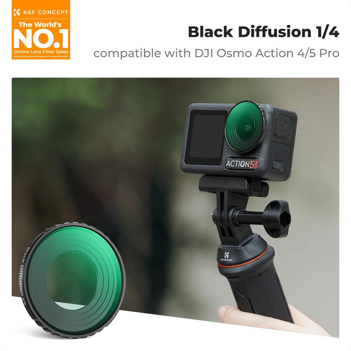 K&F Concept Push-in Black-Mist 1/4 Filter, Black Promist Filter für DJI Osmo Action 5 Pro, Cinematic