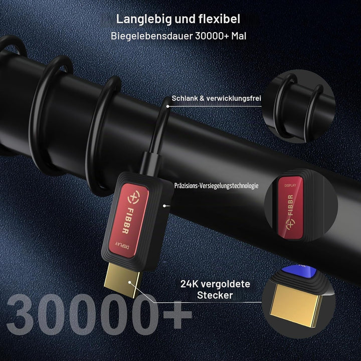 8K Glasfaser HDMI Kabel 3M, 48Gbps High-Speed HDMI 2.1 Kabel 8K@60Hz 4K@120Hz Dolby/Dynamic HDR/HDCP