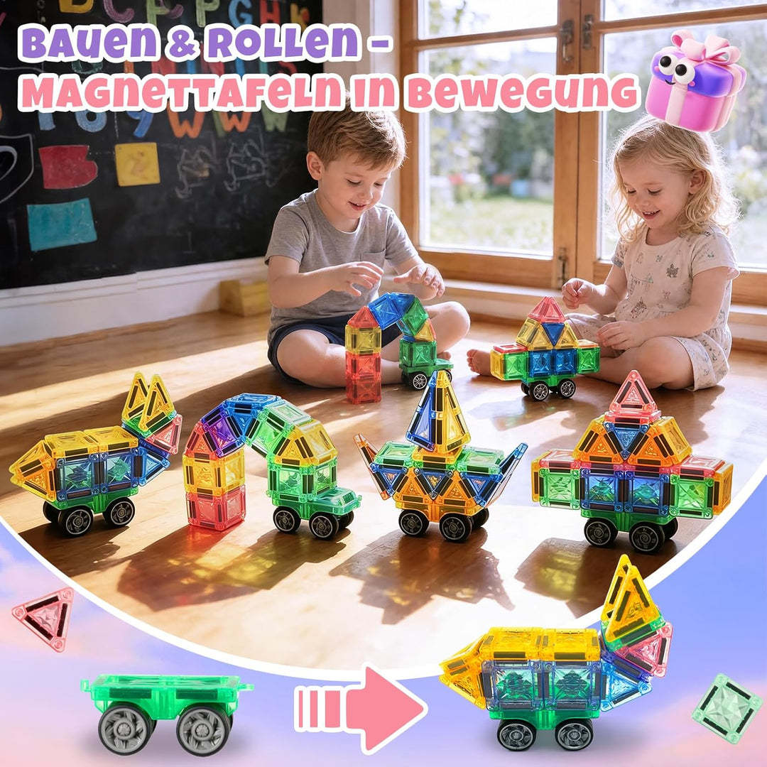 GAGAKU Mini Magnetische Bausteine Reisespielzeug 62 Teiles Magnetbausteine Resiseset Kinderspielzeug