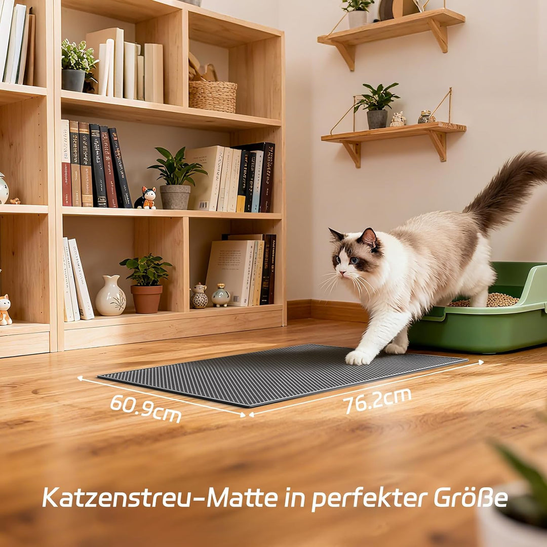 Garoopion Katzenklo Matte, 76x61cm EVA Katzenstreu Matte, Waben Katzenmatte katzenklo, Doppelte Schi