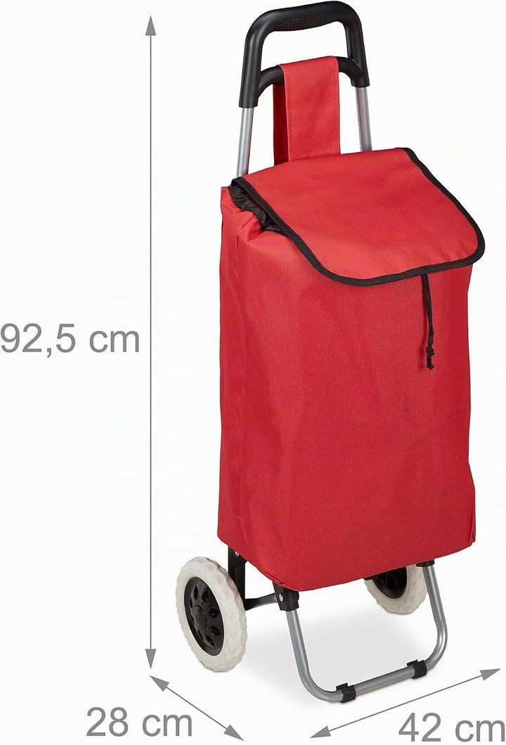 Relaxdays Einkaufstrolley klappbar, Abnehmbare Tasche 28 L, Einkaufswagen mit Rollen HxBxT: 92,5 x 4
