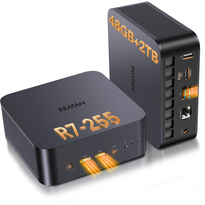 Reatan X7 Mini PC, AMD Ryzen 7 255(Beat 8745HS),48GB DDR5 2TB SSD M.2 2230 PCIE4.0, (8C/16T, bis zu