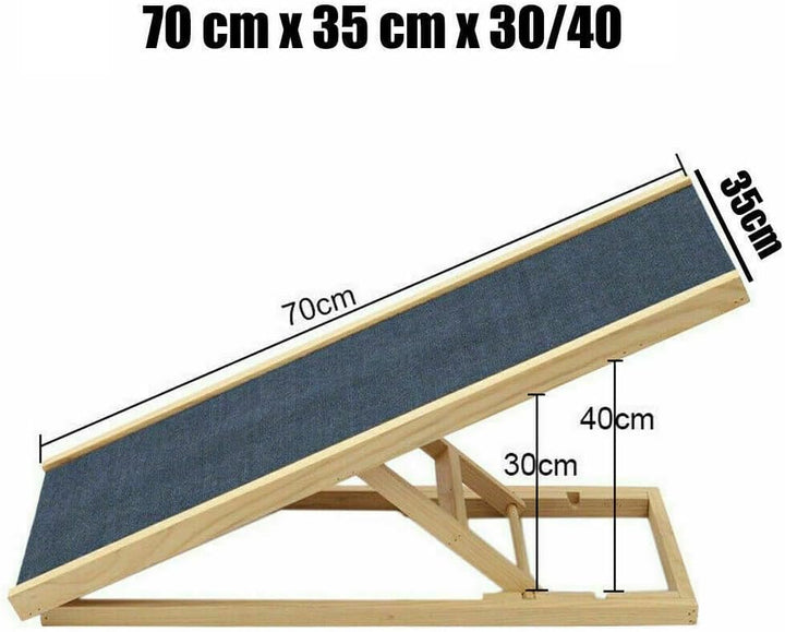 Hunderampe Länge 70cm Einstellbar 30/40cm Höhe des 2 Gangs Hundetreppe für Bett, Sofa, Auto, Rampe H