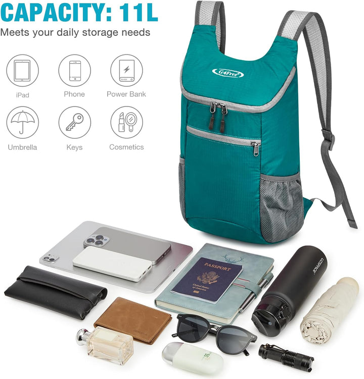 G4Free Ultraleichter 11 l kleiner faltbarer Rucksack für Reisen, Wandern, Radfahren, Wandern oder Me