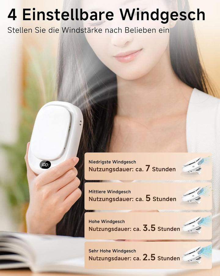 ViSSKO Taillen Clip Ventilator, 2000mAh Tragbarer Klein Ventilator Waist Fan mit Clip, 4 Geschwindig