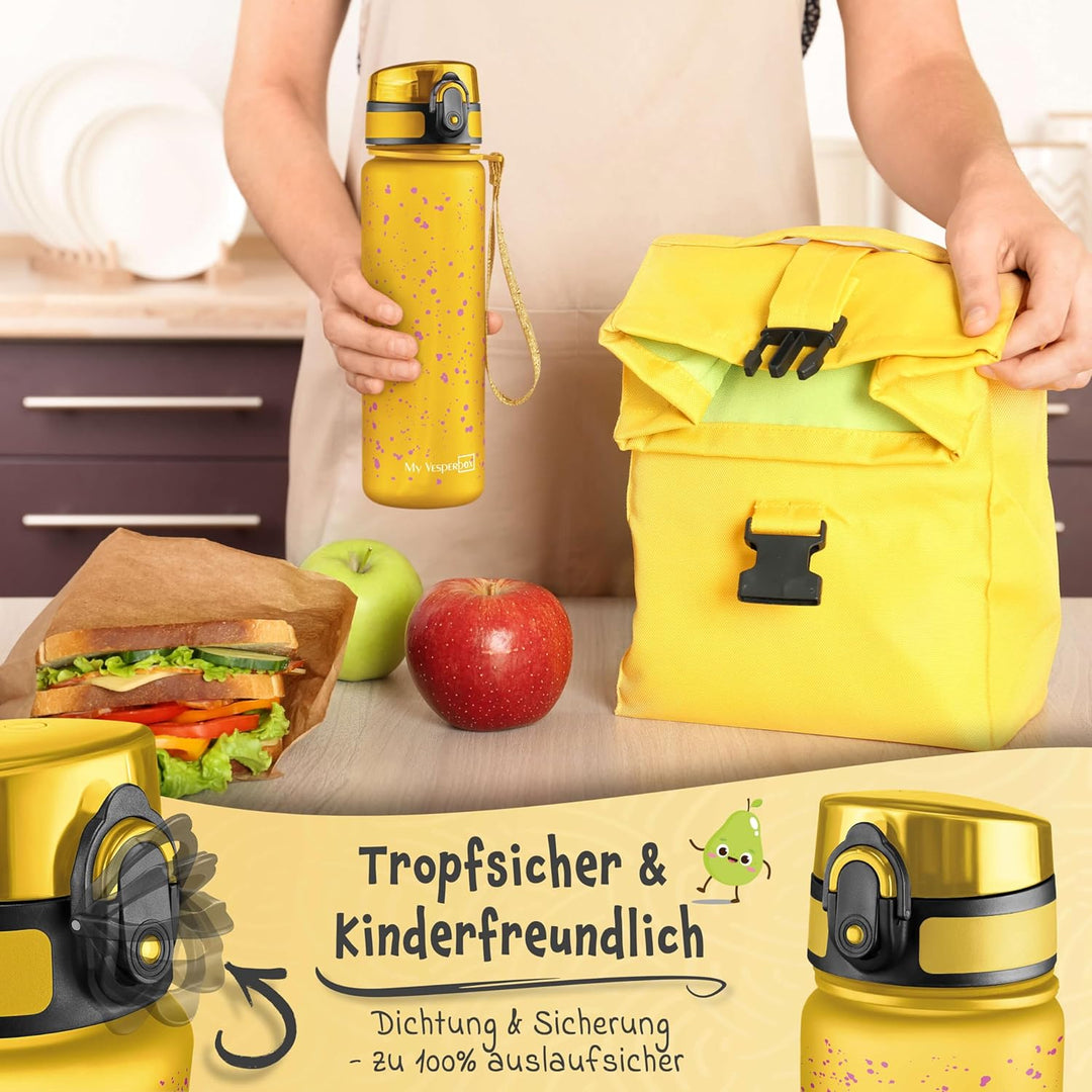 My Vesperbox – Minny - Kinder Trinkflasche auslaufsicher – 350ml, 500ml, 750ml – mit Strohhalm oder
