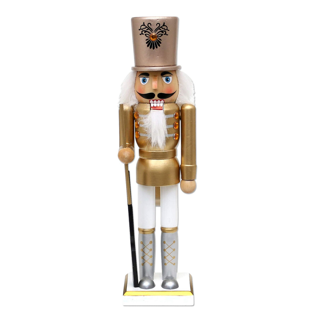Dekohelden24 Holz Nussknacker Soldat in Silber/Gold/weiss, Masse L/B/H: 8 x 6,5 x 30 cm, 30 cm Solda