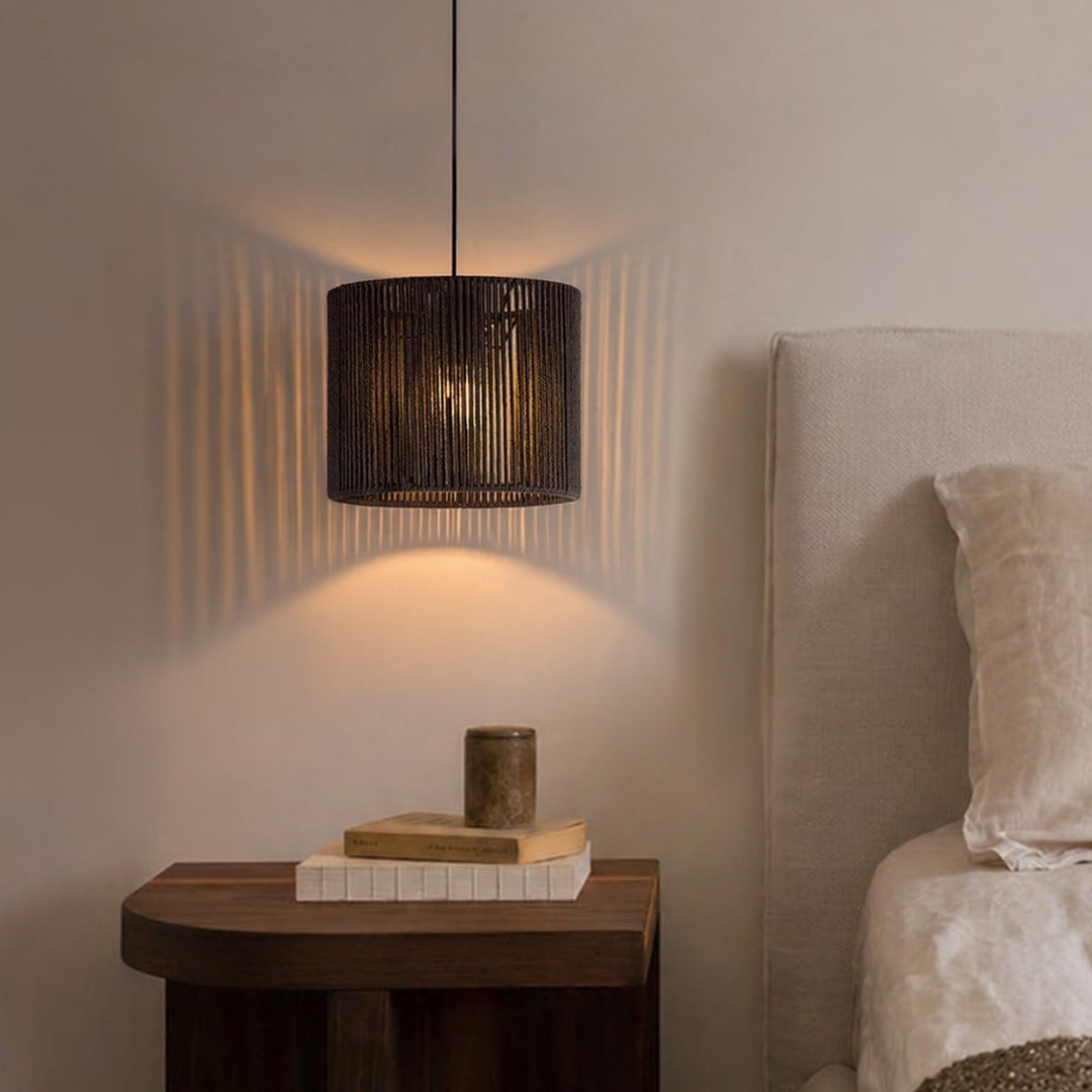 Home Sweet Home Lampenschirm für Wandlampe und Tischlampe | Lampenschirm aus gewebtem Papier Schwarz