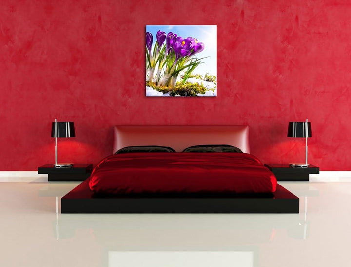 Pixxprint Kunst Frühling Flower Hintergrund als Leinwandbild | Grösse: 70x70 cm | Wandbild | Kunstdr