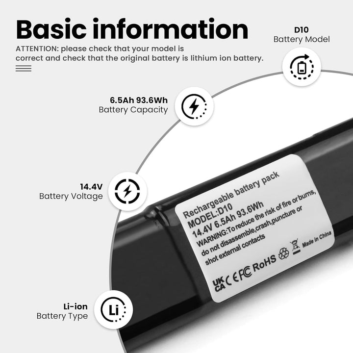 ANTIEE 6500mAh Robot Ersatz Akku für Neato Robotics D8 D9 D10 945-0356 945-0373 905-0596 205-0023 20