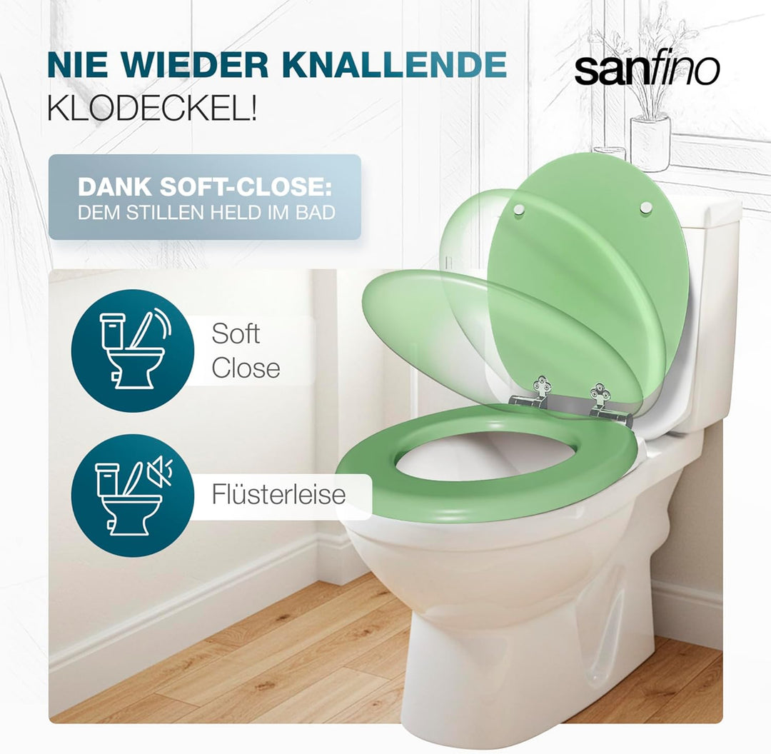 Premium WC Sitz mit Absenkautomatik – hochwertige Toilettendeckel aus Holz, viele bunte Motive, hohe