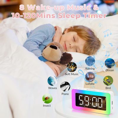 Sukeen Wecker Digital, Wecker Kinder Digital, Wecker Mit Licht, Digitaler Uhr Mit Doppelalarm, 8 Ein