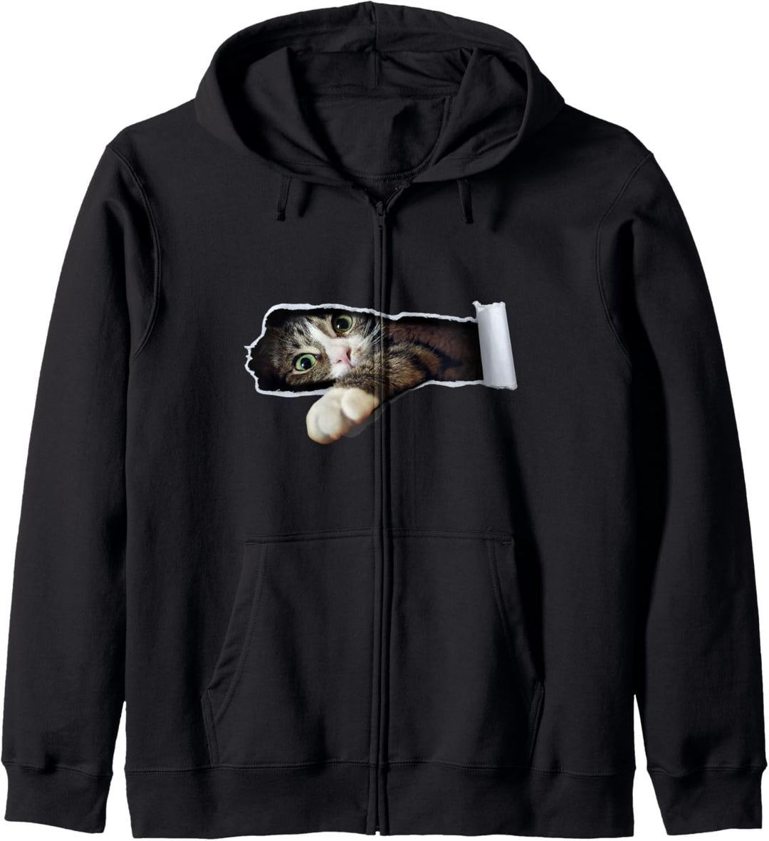 Hauskatze zerrissen T-Shirt - Katzen Shirt für Katzenmama Kapuzenjacke