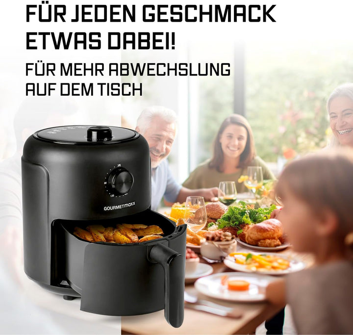 GOURMETmaxx Heissluftfritteuse, 2,3 l | Airfryer mit Timerfunktion (60 Minuten Timer) | Nahezu ohne