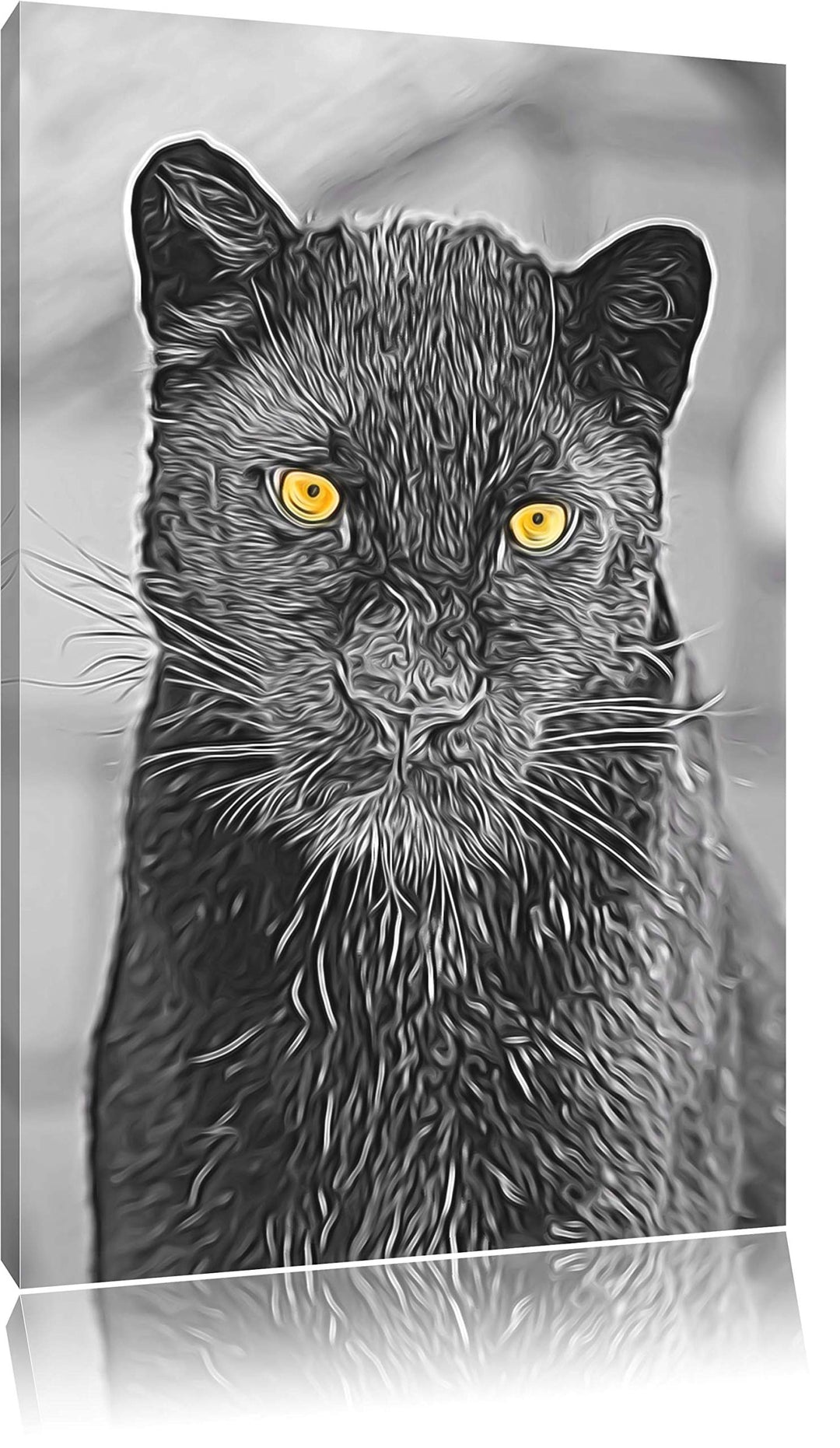 prächtiger Panther schwarz/weiss Deluxe Format: 100x70 cm auf Leinwand, XXL riesige Bilder fertig ge