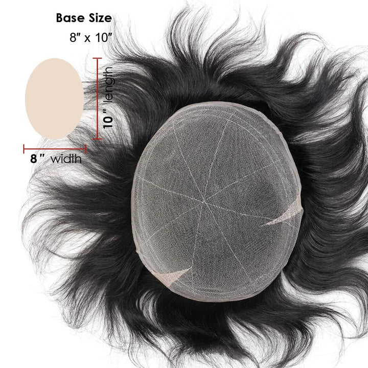 Lordhair Toupet Human Hair Herrenperücke, Französische Spitze Webart, 20 x 25 cm, Leichtes Haarersat