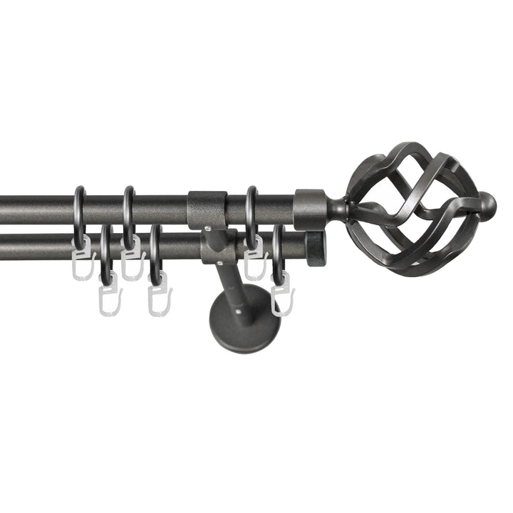 Garesa Gardinenstange Rustika Ø 16mm, 2-läufig, Graphite I Rustikale Vorhangstange aus Metall inkl.