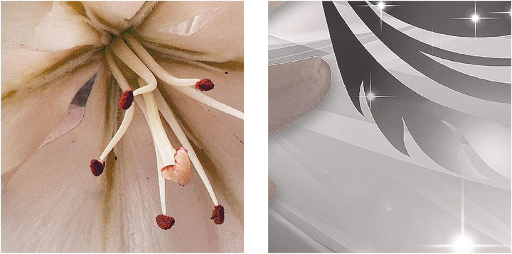 Runa Art Bild Wohnzimmer Schlafzimmer Blumen Lilien 5 Teilig Abstrakt Grau Beige Wandbilder auf Vlie