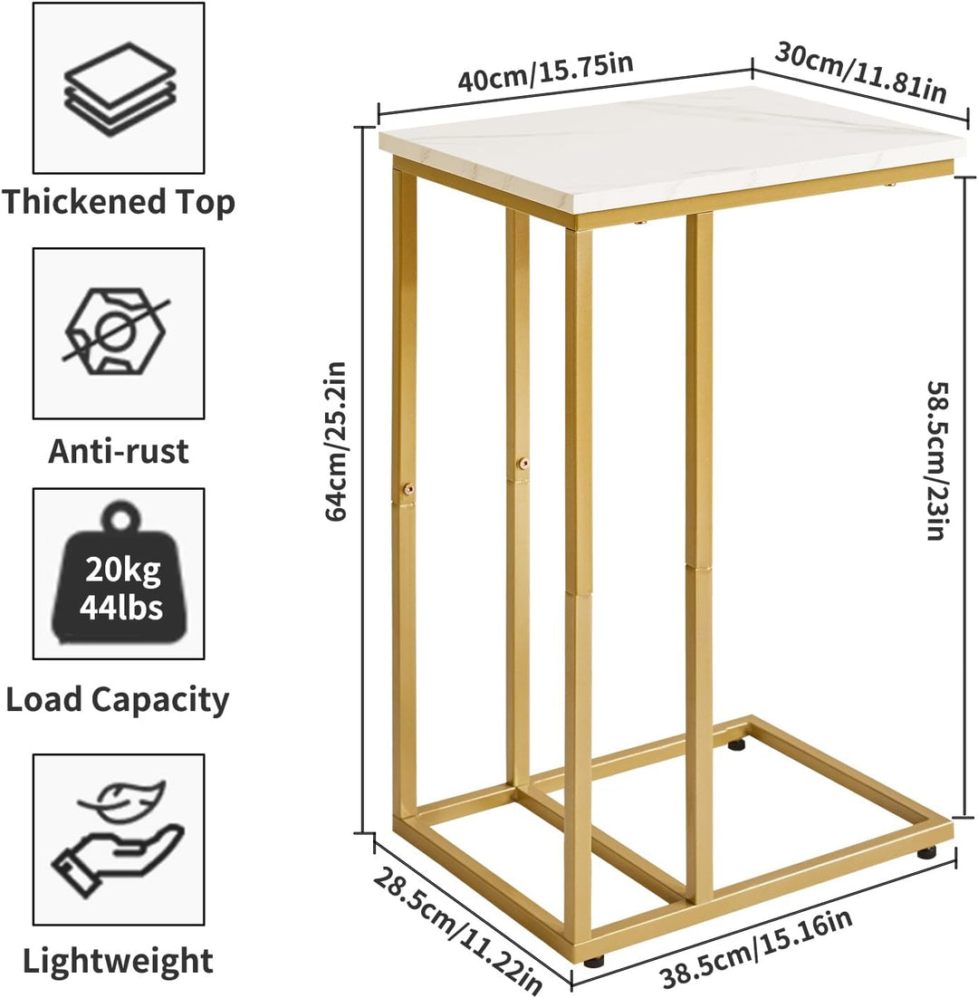 Aibiju C-Form Beistelltisch, Betttisch Laptoptisch, Beistelltisch Sofa, Geeignet für Schlafzimmer, W