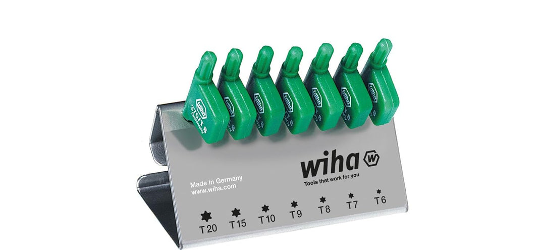 Wiha Stiftschlüssel mit Fähnchengriff Set TORX® 7-tlg. brüniert im Werkbankständer (25625), mit Fähn