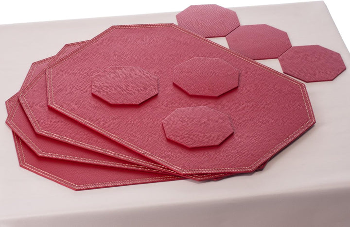 Nikalaz Platzsets und Untersetzer (2er Set), recyceltem Leder Platzdeckchen 40 x 30 cm (ROT) 2er set