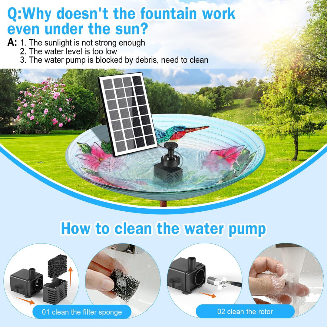 SZMP Solar Springbrunnen für aussen 2023 Upgraded,3.5W Solar Teichpumpe mit 8 DIY Effekte,16.4ft Net