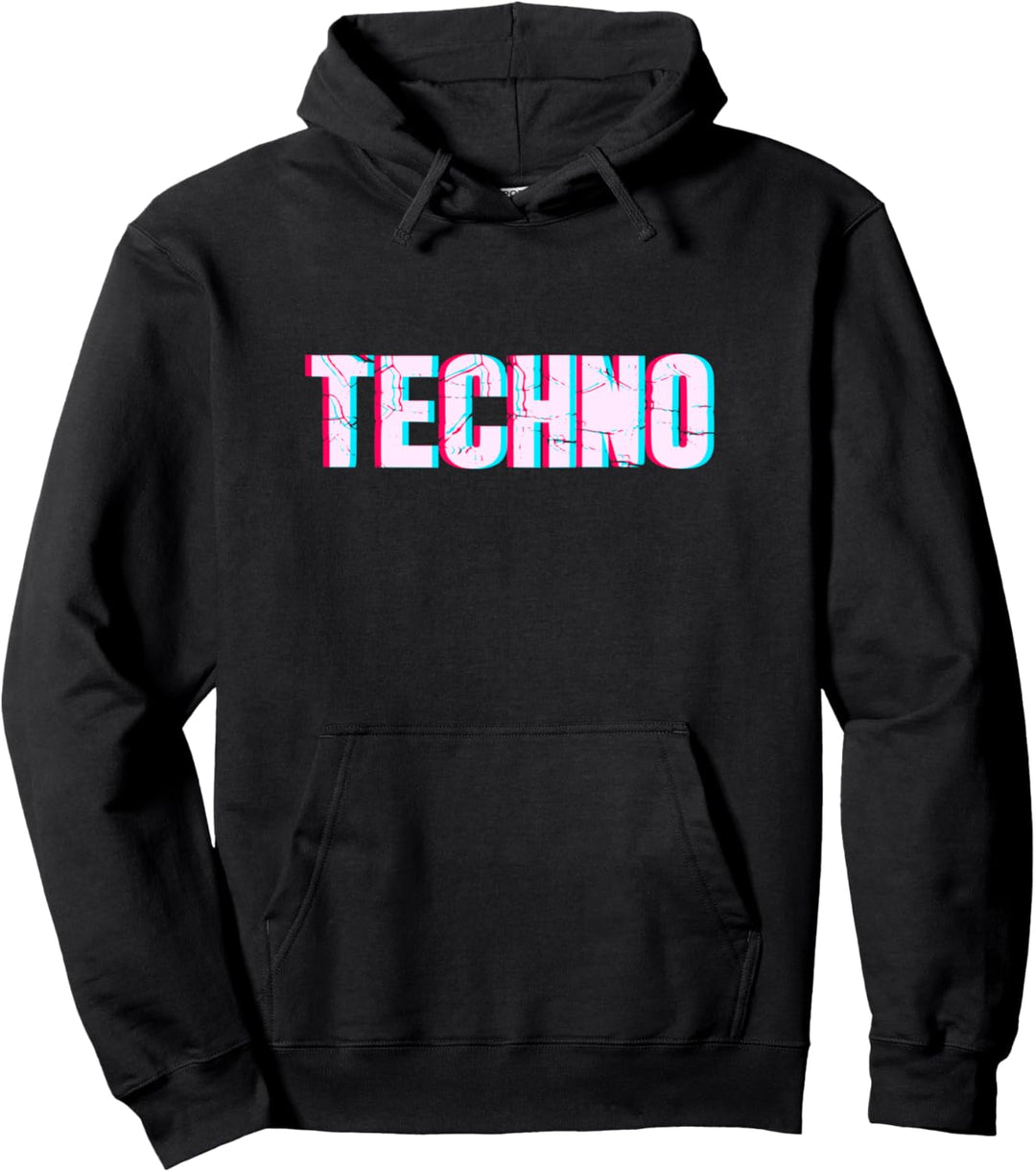 Trippy Techno Glitch DJ Party Raver Festival Techno Pullover Hoodie