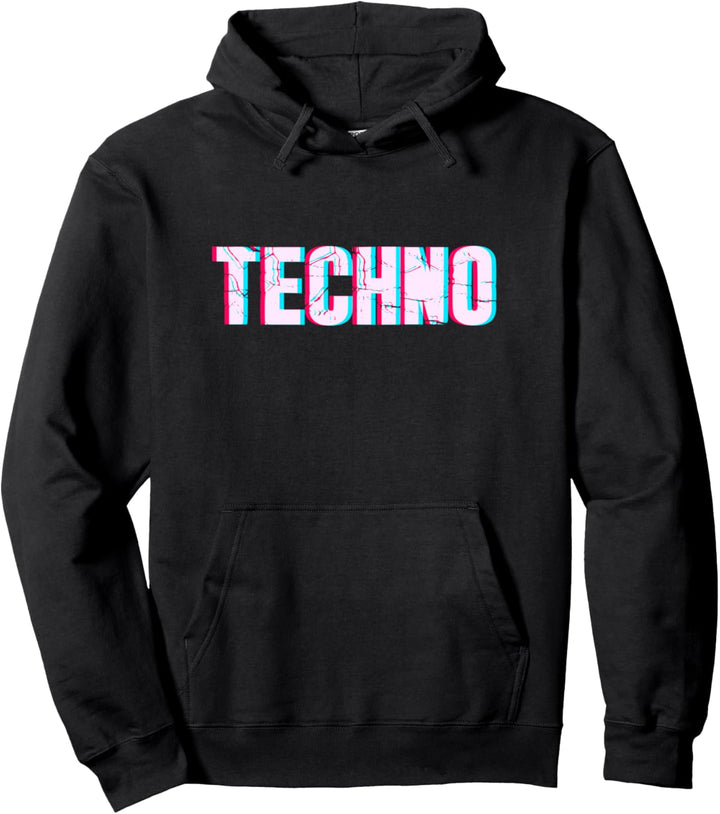Trippy Techno Glitch DJ Party Raver Festival Techno Pullover Hoodie