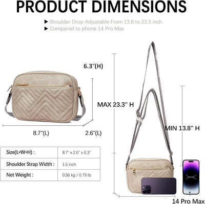 BOSTANTEN Damen Handy Umhängetasche, Crossbody Bag mit verstellbarem Breiter Gurt, PU Leder Gesteppt