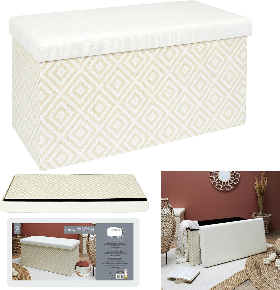 BANCO-PUF PLEGABLE TRENZADO BL