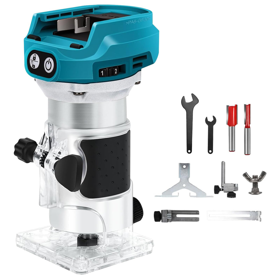 Akku Oberfräse kompatibel mit Makita 18V Akku, 1300W Oberfräse Trimmer Einhandfräse, Bürstenloser Ka